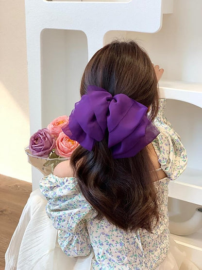 this issue must enter -5! mesh temperament big bow top clip back head hairpin  net red new headwear for Women