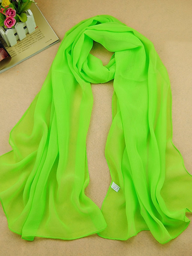 Chiffon Scarf Dailywear Daily Date Red Pink Scarf Pure Color / Basic / Fall / Winter / Spring for Women