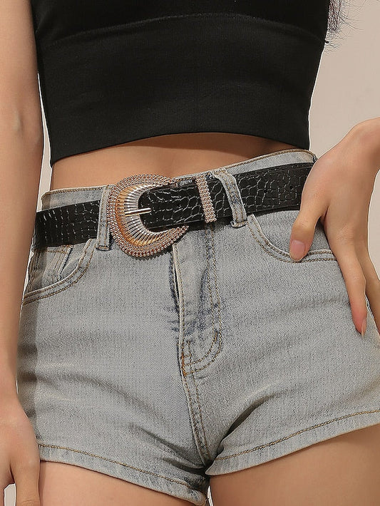 Belt PU Black Waist Belt Dailywear Date Plaid Pure Color for Women