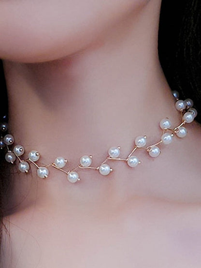 1PC Choker Necklace For Pearl White Wedding Daily Alloy Classic for Women