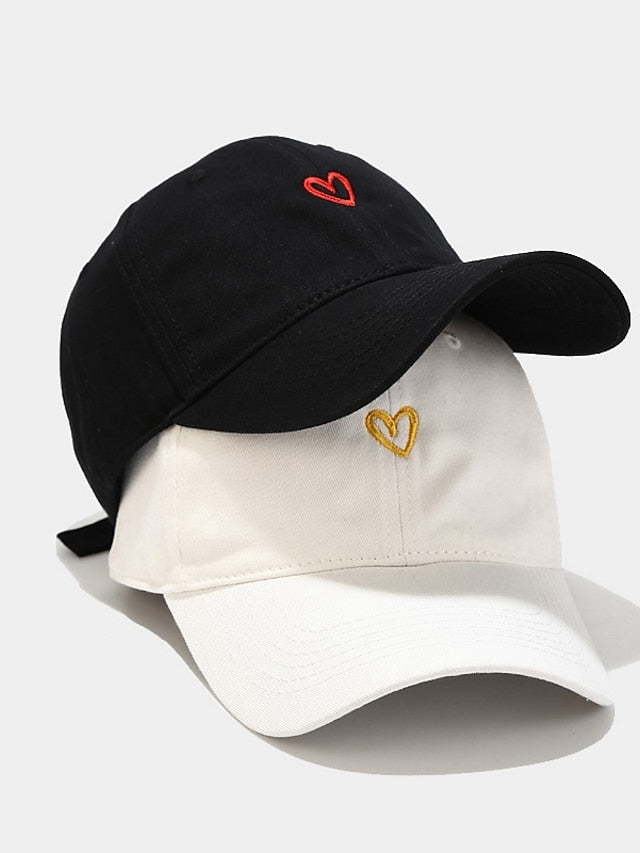 Cotton Baseball Caps Unisex Casual Sunhat Heart Embroidery Man Women Summer Hat Outsport Daily Duck Tongue Cap Couple Sun Visor for Women