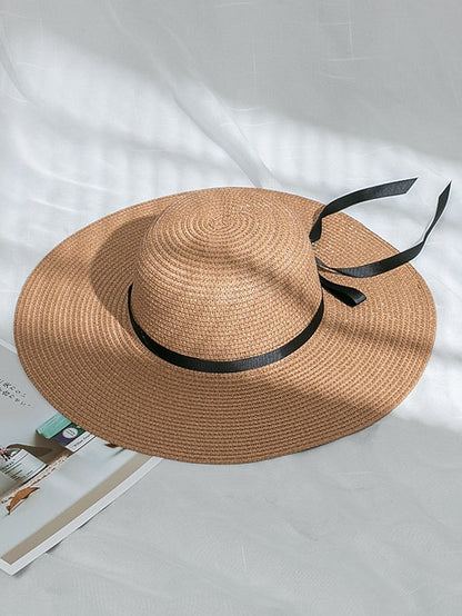 Multi Colors with Black Ribbon Beach Hat Floppy Beach Hats Personalized Beach Hat Friend Gift Summer Sun Hat for Women
