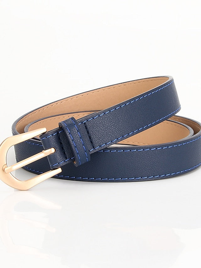 Unisex PU Buckle Belt PU Leather Prong Buckle Plain Casual Classic Party Work Black Blue Brown Coffee for Women