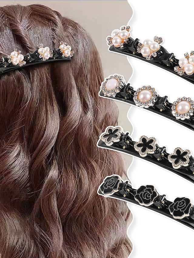 4pcs Girls' Hair Clip For Party Evening Daily Birthday Festival Imitation Pearl Resin Black for Women