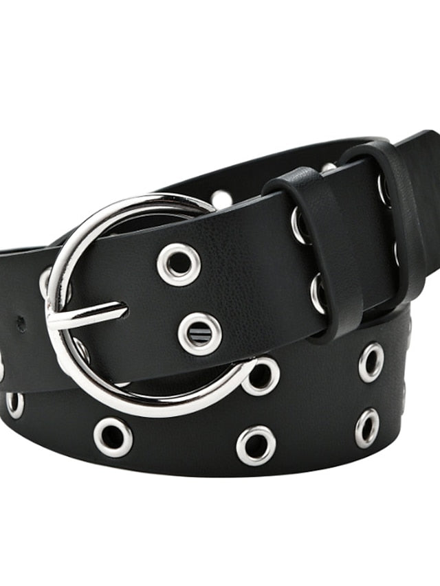 Unisex PU Buckle Belt PU Leather O-ring Buckle Eyelet Casual Classic Party Daily Black Brown Coffee for Women
