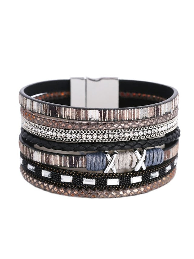 1PC Plaited Wrap Weave Statement Leather Bracelet Jewelry For  Halloween Daily Beach for Women