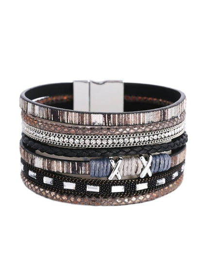 1PC Plaited Wrap Weave Statement Leather Bracelet Jewelry For  Halloween Daily Beach for Women