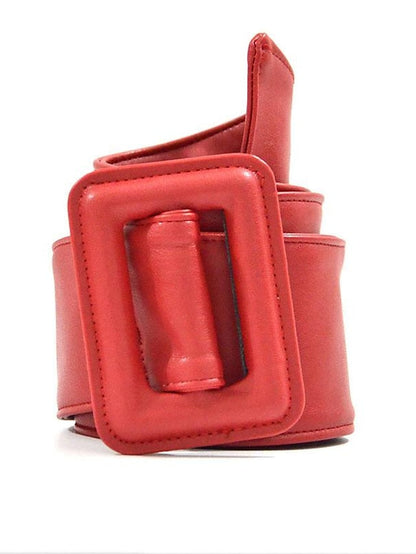 Wide Belt PU Leather Prong Buckle Geometric Formal Classic Work Daily Coffee color Black Blue Red for Women