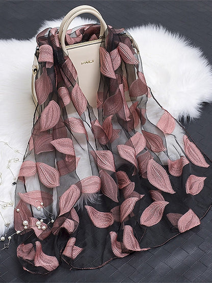 Shawls & Wraps Street Daily Date Wine Green Scarf Florals / Party / Silk / Cute / Fall / Winter for Women
