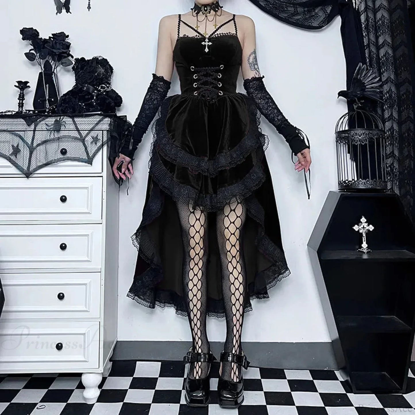 Obscure Attractive Cinch Waist Pull Midi Dress