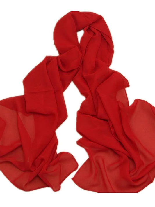 Chiffon Scarf Party Evening Street Dailywear Wine Black Pink Scarf Pure Color / Basic / Winter / Spring / Summer / Vintage for Women