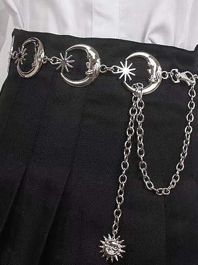 Men's Chain Belt Metal Chain Buckle Free Embossed Casual Classic Party Daily Silver for Women