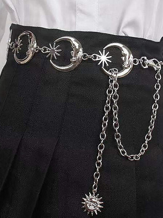 Men's Chain Belt Metal Chain Buckle Free Embossed Casual Classic Party Daily Silver for Women