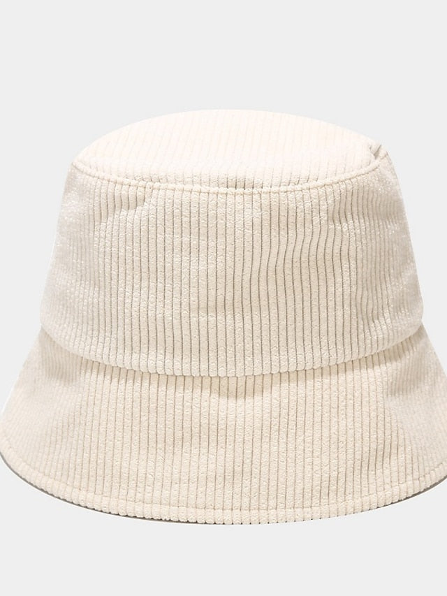 Fall Winter Classic Corduroy Bucket Hat Outdoor Panama Harajuku Style Fishing Bucket Hats For Female Male Unisex  Casual Solid Cap for Women