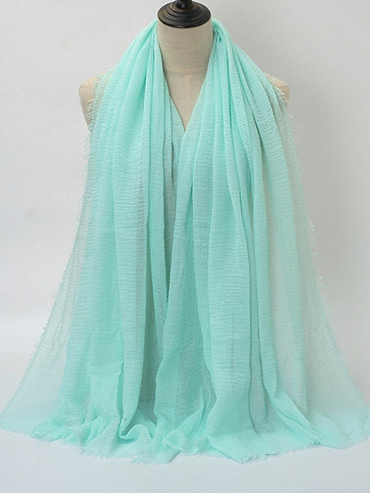 Plain Wrinkle Wrap Cotton Viscose Long Shawl Scarf Women Crinkle Hijab Shawl Muslim Head Hijab Scarf for Women