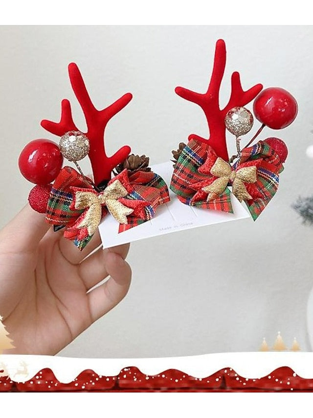 1PC Girls' Hair Clip For Christmas Fabric 9970H White Hair Brown Antler Hair Clip 9970N Red Sequin Green Bow Hair Clip 9970Z Snowflake Bow Antler Hair Clip for Women