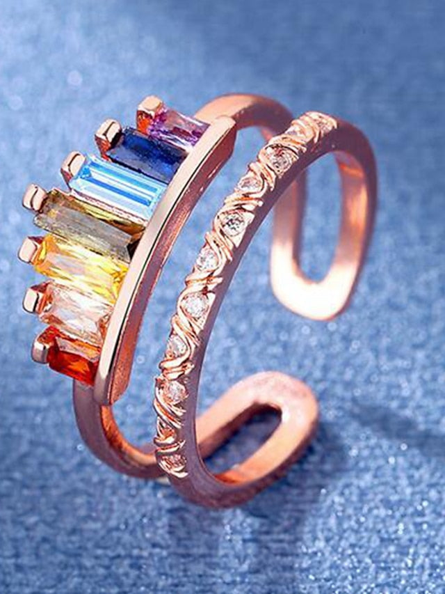 1PC Adjustable Ring For AAA Cubic Zirconia Multicolor Street Date Alloy Classic for Women