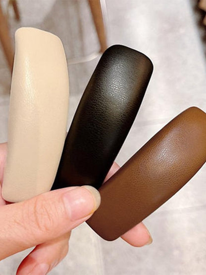 1PC Girls' Hair Clip For Classic PU Leather Pink Brown Grey for Women