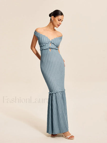 Off-Shoulder Ruffle Detail Dress