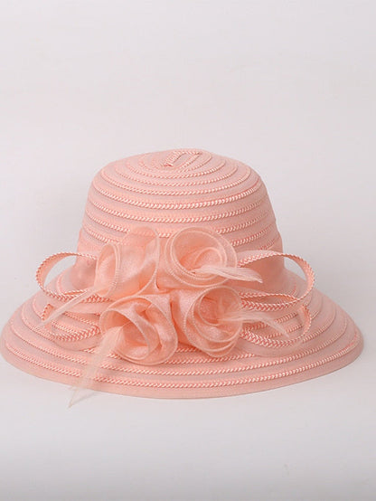 Hat Bucket Hat Straw Hat Blue Pink Beige Party Outdoor Dailywear Floral Floral Windproof Comfort Breathable for Women
