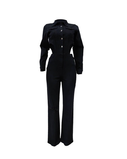 Cut-Out Casual Stretch Jumpsuit