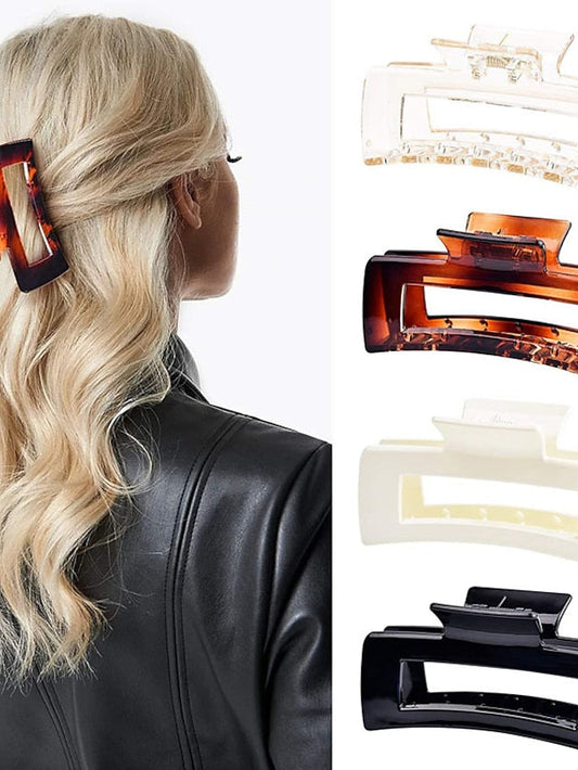 1pc Hair Claws Hair Clip For Street Gift Holiday Head Handmade Plastic White Black Champagne for Women