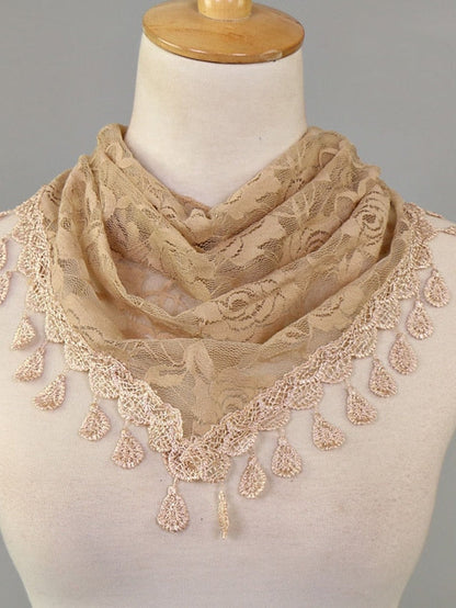 1pcs Solid Triangle Scarf for Church Shawl Catholic Church Prayer Shawl Hollow Floral Spanish Mantilla Lace Veil Wedding Cape for Women for Women