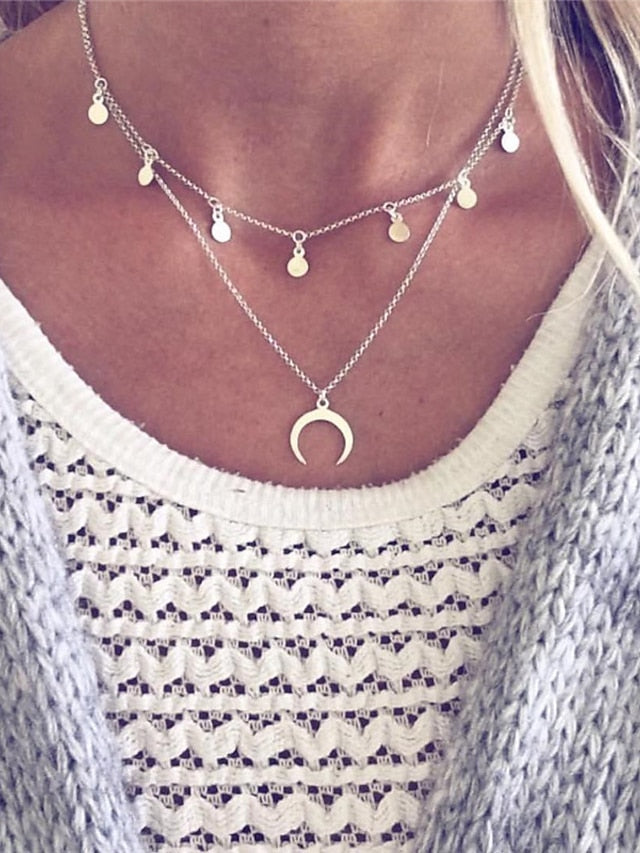 1pc Long Necklace For Party / Evening Gift Alloy Coin Bar Star for Women