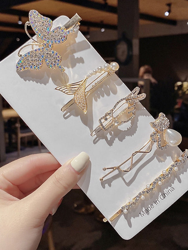 Hair Clip Set For Party Evening Daily Rhinestone Alloy for Women