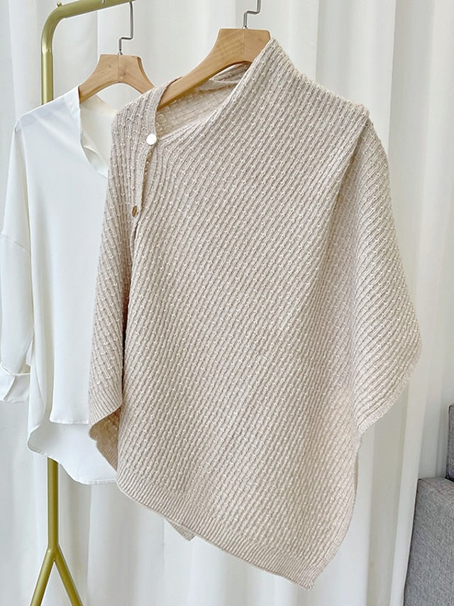 New Autumn Winter Women Ladies Thick Knitting Cape Coat Warm Poncho Oblique Stripe Coat Bohemian Shawl Scarf Solid Women Scarf for Women