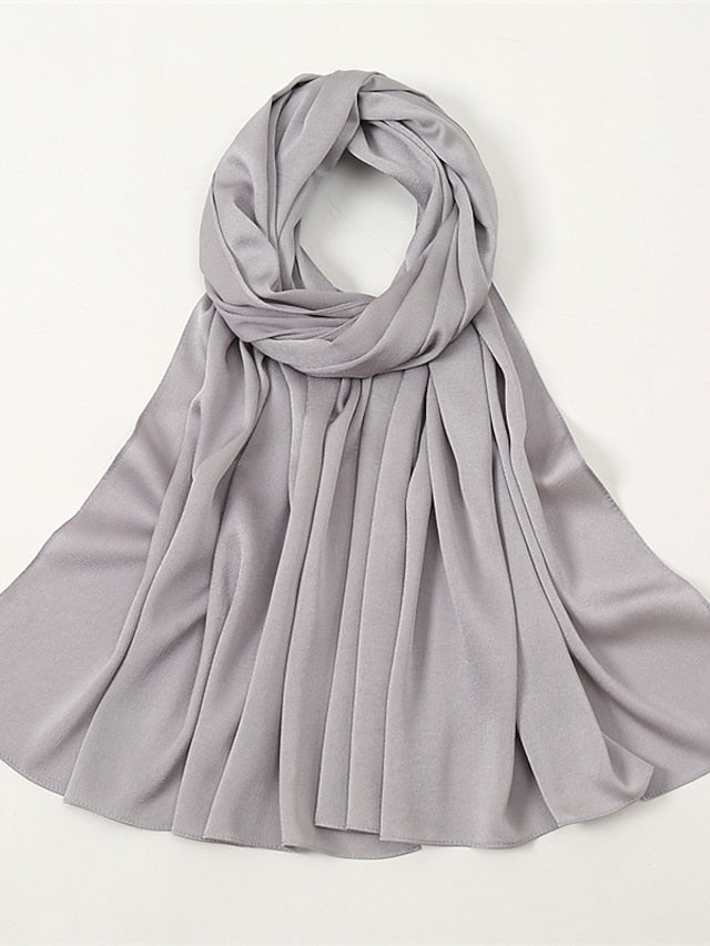 Crinkle Satin Hijab for Muslim Women Crepe Plain Shawl Wrinkle Solid Long Turban Islam Headscarf Solid Color Head Wrap Fashion for Women