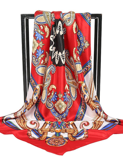 1PC 90*90cm Party / Evening Daily Square Scarf Fashion Beach Women Head Silk Wrap Spring Summer Shawl Ladies Foulard Bandanna Muffler for Women