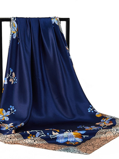 Fashion Shawls Women Daily Bandannas New Print Sunscreen 90X90CM Kerchief Spring Summer Square Silk Scarves for Women