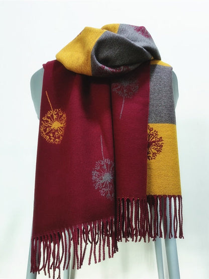 Shawls & Wraps Party Black Scarf Floral White Blue Fall Winter Imitation Cashmere for Women