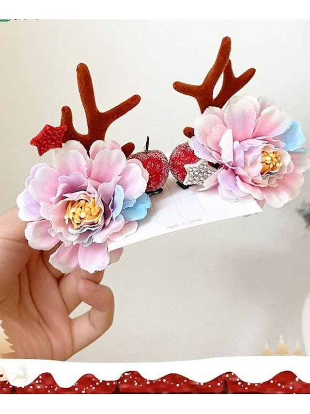 1PC Girls' Hair Clip For Christmas Fabric 9970H White Hair Brown Antler Hair Clip 9970N Red Sequin Green Bow Hair Clip 9970Z Snowflake Bow Antler Hair Clip for Women