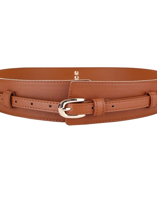 Wide Belt Party Wedding Street Daily Coffee White Belt Solid Color Red Fall Winter Spring Summer for Women