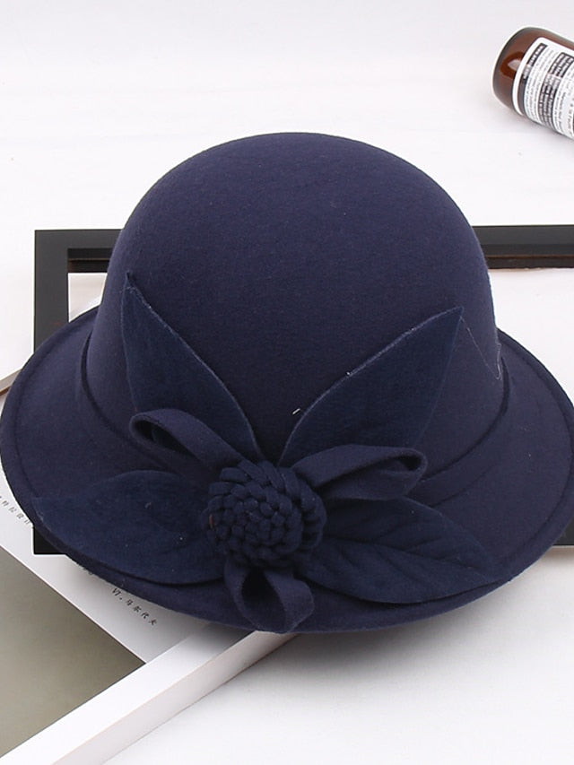Party Hat Party Wedding Special Occasion Flower Flower Wine Camel Hat / White / Blue / Fall / Winter / Spring for Women