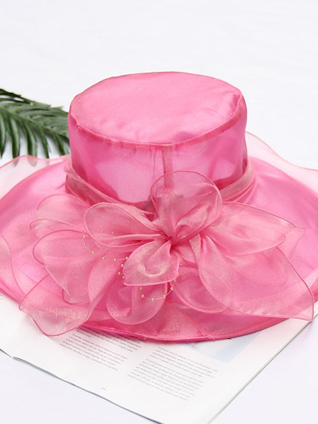 Party Hat Party Wedding Special Occasion Flower Solid Color Beige Black Hat White Gray Fall Spring Summer for Women