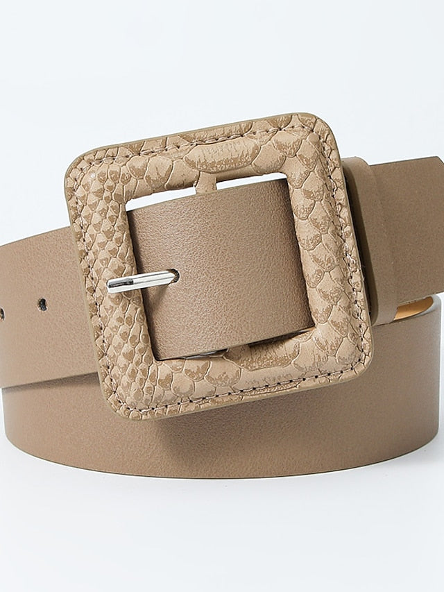 Unisex PU Buckle Belt PU Leather Prong Buckle Plain Classic Casual Party Work Violet Black White Pink for Women