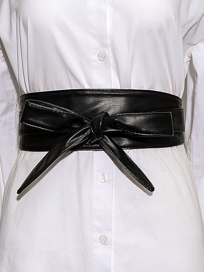 Belt PU Black Red Khaki Coffee Wide Belt Daily Date Pure Color for Women