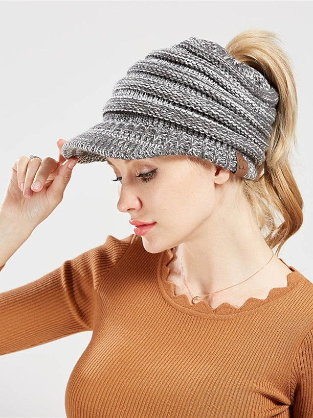 Hat Baseball Cap Black Army Green Light Gray Outdoor Street Dailywear Knitted Pure Color Windproof Comfort Warm for Women