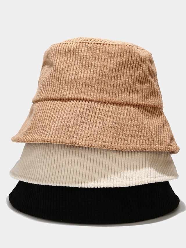 Fall Winter Classic Corduroy Bucket Hat Outdoor Panama Harajuku Style Fishing Bucket Hats For Female Male Unisex  Casual Solid Cap for Women