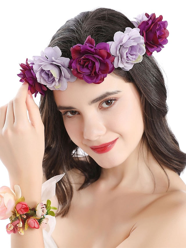 1PC Flower Headbands Hair Ring For Outdoor Holiday Beach Fabric for Women