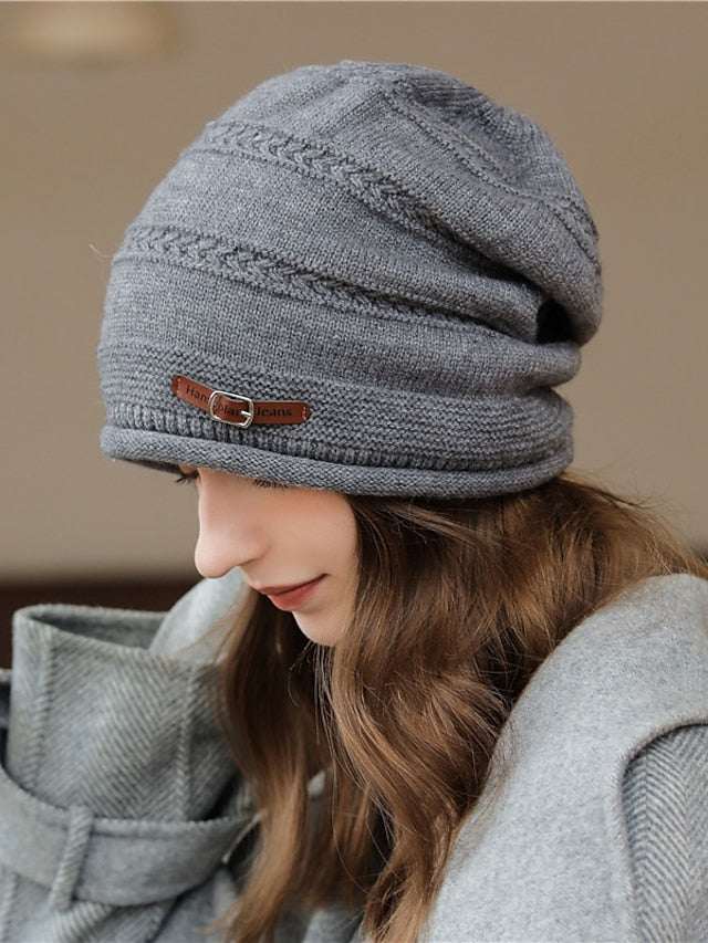 Winter Warm Hats For Women Casual Stacking Knitted Bonnet Caps Men Hats Solid Color Hip Hop Skullies Unisex Female Beanies for Women