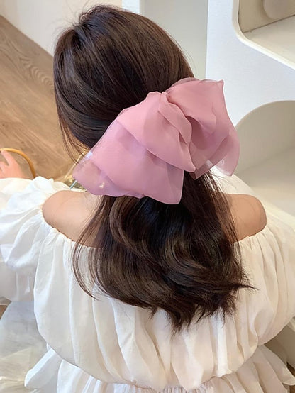 this issue must enter -5! mesh temperament big bow top clip back head hairpin  net red new headwear for Women