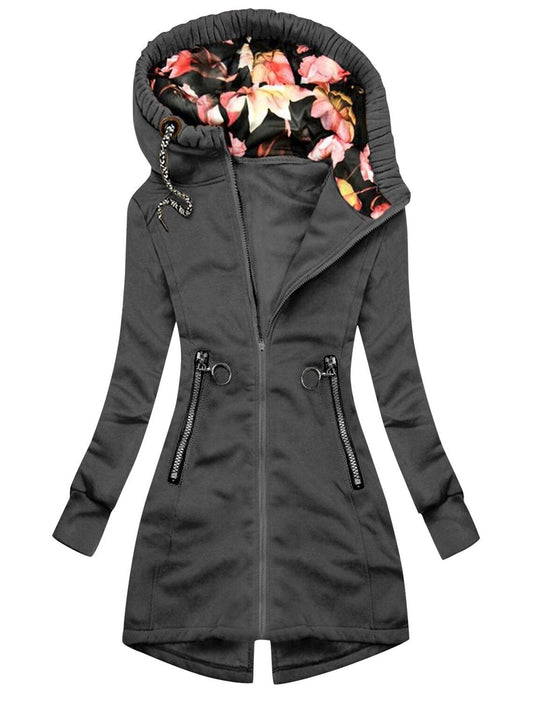 Chaqueta impermeable con capucha y flores para mujer | Ideal para actividades al aire libre