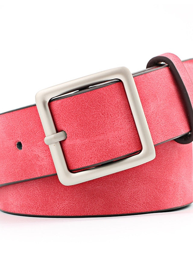 Unisex PU Buckle Belt PU Leather Prong Buckle Plain Casual Classic Party Daily White Black Pink Red for Women