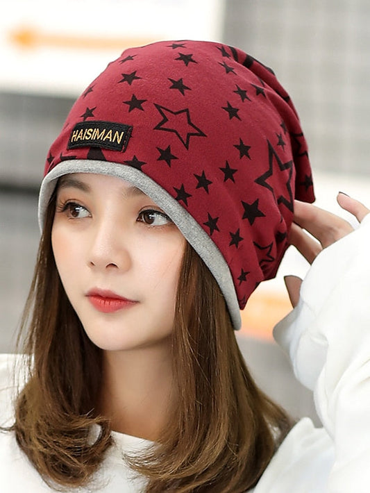 Men's Slouchy Beanie Hat Outdoor Home Daily Stars Spandex Cotton Cute Casual Warm Elastic Casual / Daily 1 pcs for Women