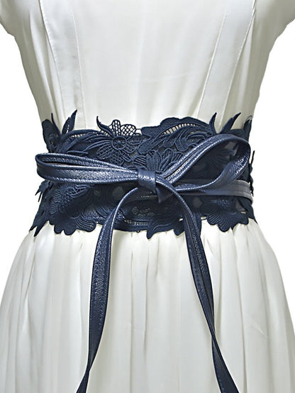 Wide Belt Corset Belt PU Leather Buckle Free Geometric Formal Party Wedding White Black Pink Red for Women