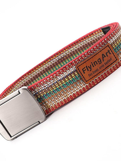 factory direct supply custom logo ethnic style fashion youth belt colorful belt men and women canvas jeans belt for Women